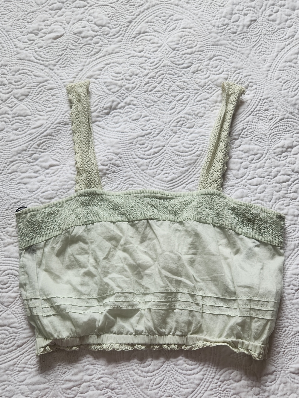 Forever 21 Lace-Trim Cropped Tank in Light Sage